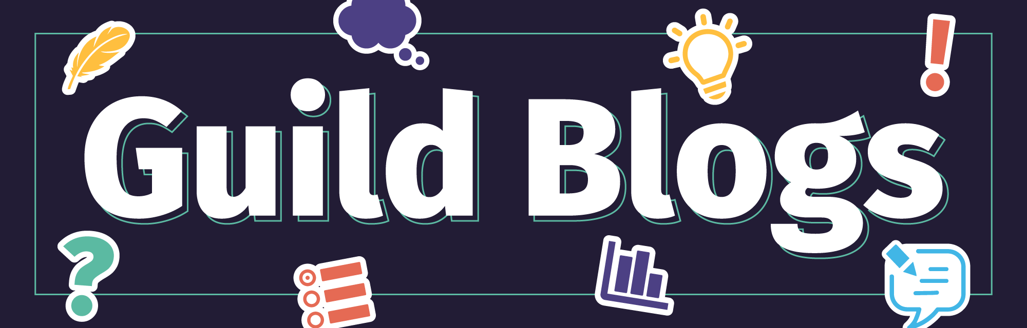 A blue background with blog icons with the text Guild Blogs
