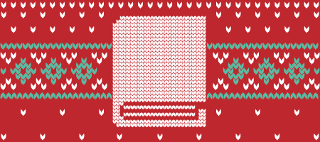 a graphic in the style of red stitching with a book