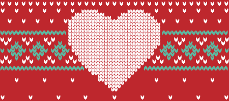 a graphic in the style of red stitching with a heart