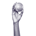 a hand holding a globe
