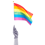 a hand holding a flag