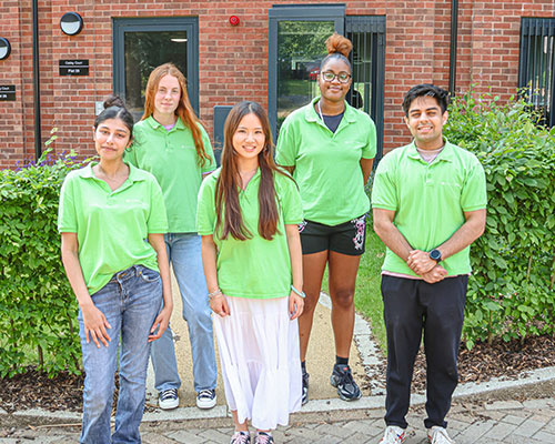 a group of reslife student staff outside of accommodation