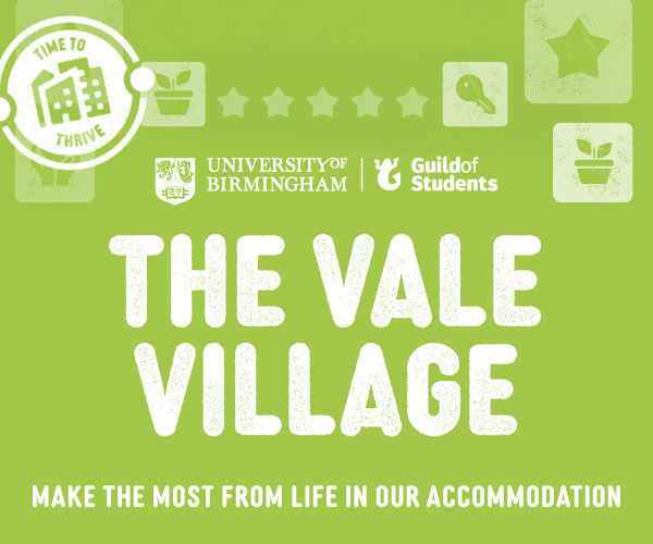 A green background with the words The Vale in the middle, with the caption underneath that says Make the most from life in our accommodation