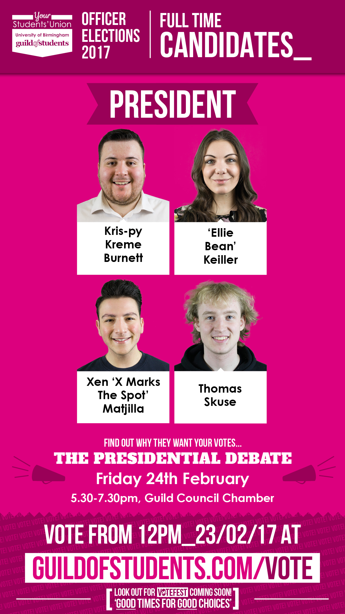 Guild Elections 2017 - Full Time Candidates - President
