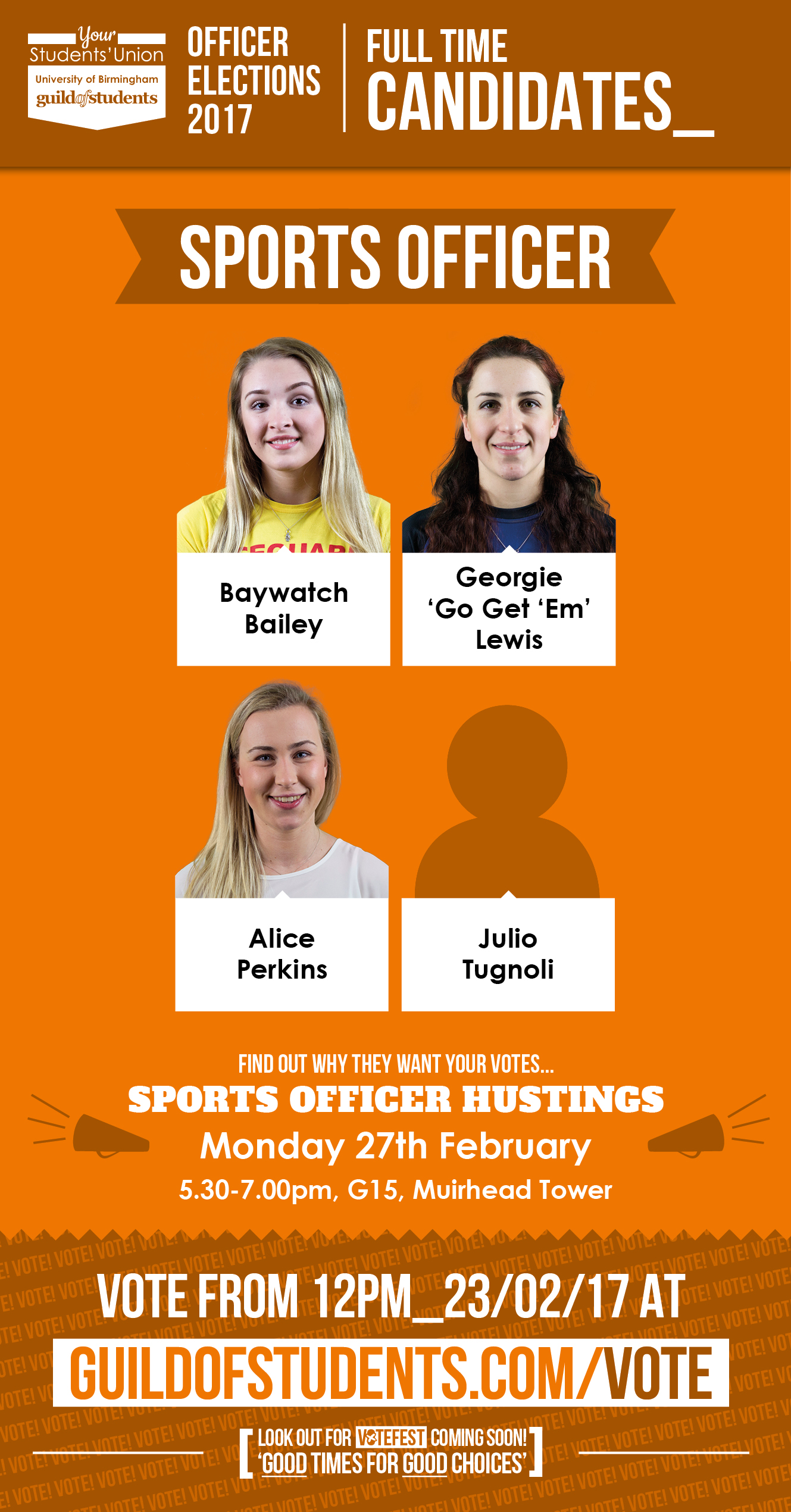 Guild Elections 2017 - Full Time Candidates - Sports Officer