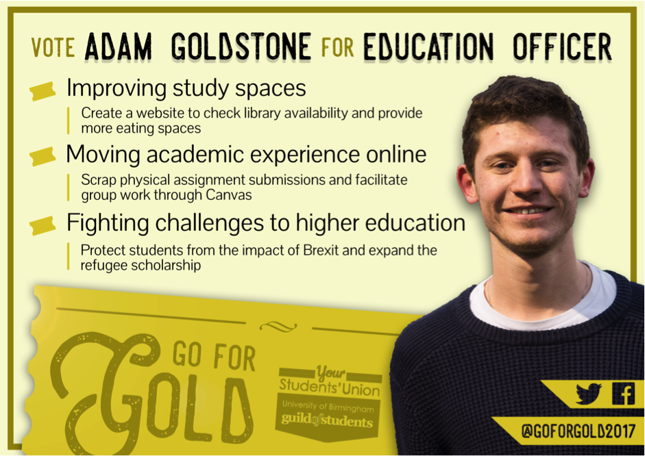 Adam Goldstone - Education Officer 2017-18 Manifesto
