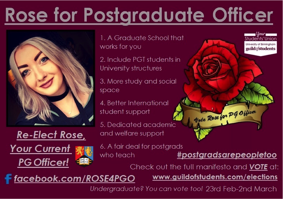Rose Bennett - Postgraduate Officer 2017-18 Manifesto