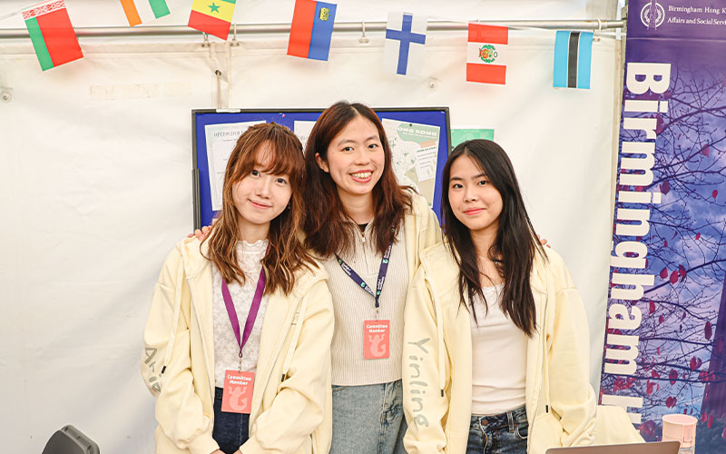 a photo of a students at a stall