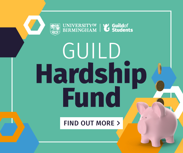 A green background with a piggy bank that says Guild Hardship Fund