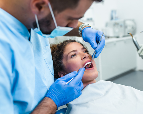 a photo of a student in a dentist chair