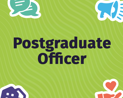 a green graphic with icons surrounded the words Education Officer