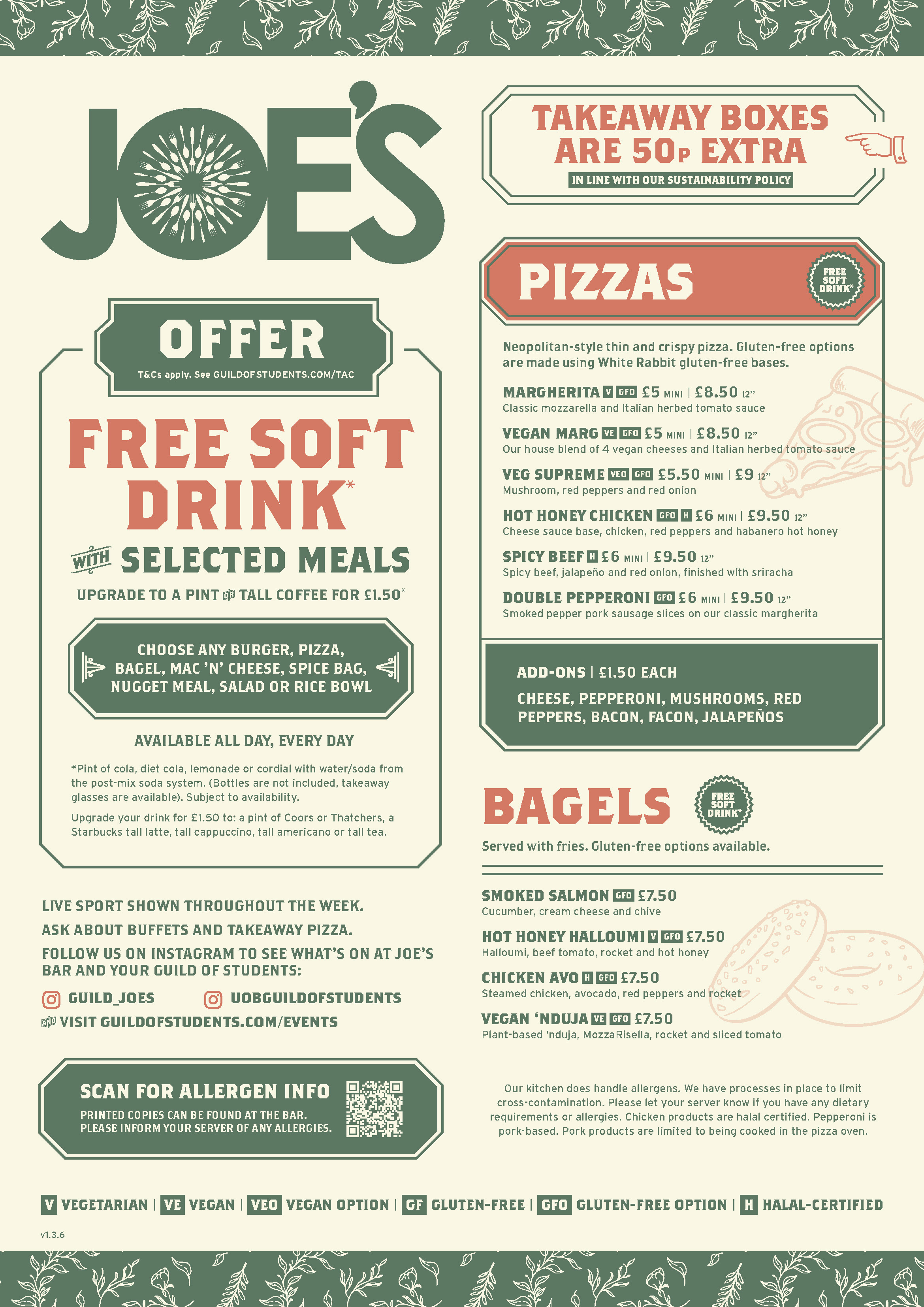 Joes Food Menu Page 1