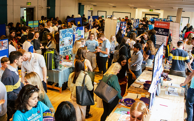 students at welcome fair