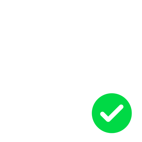 Official event stamp with a tick