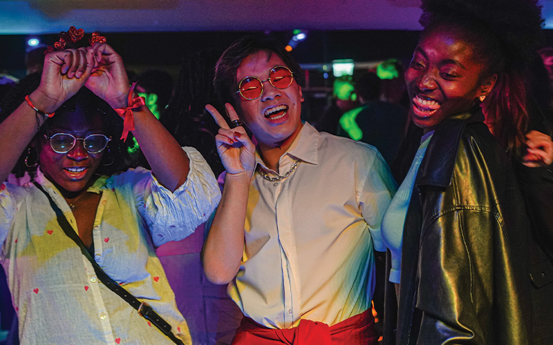 students dancing at a club night