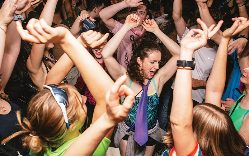 students dancing at a club night