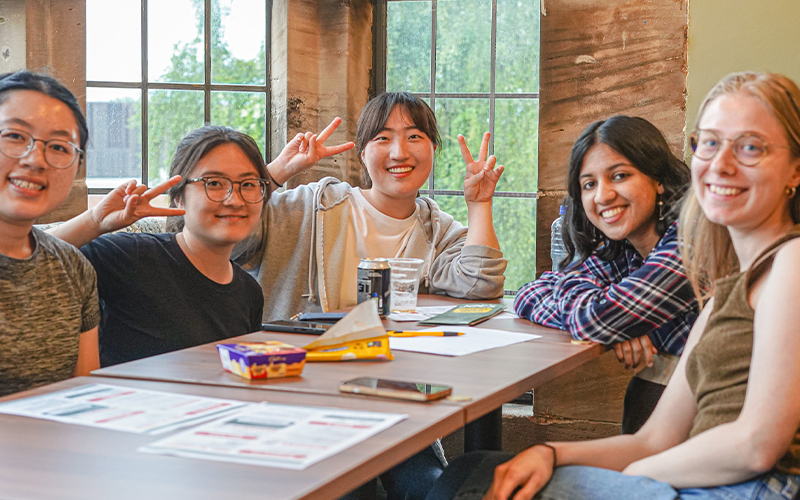 a group of students smiling