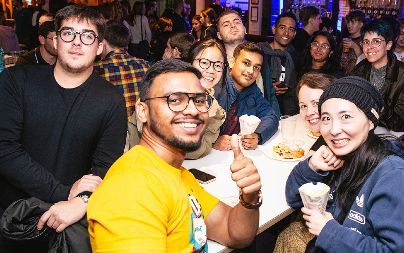 a group of students at a guild social